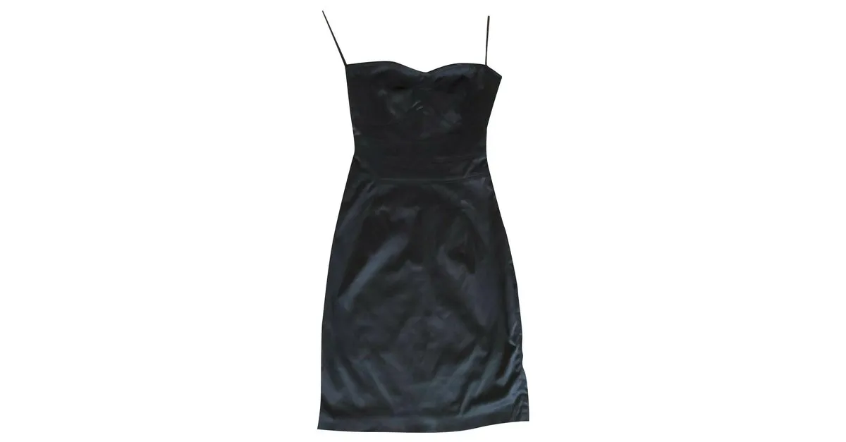 Gestuz Vestido de raso sin tirantes Negro 