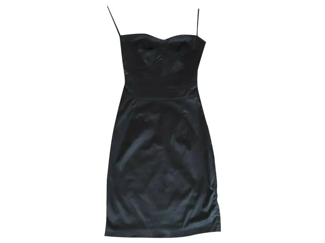 Gestuz Vestido de raso sin tirantes Negro 