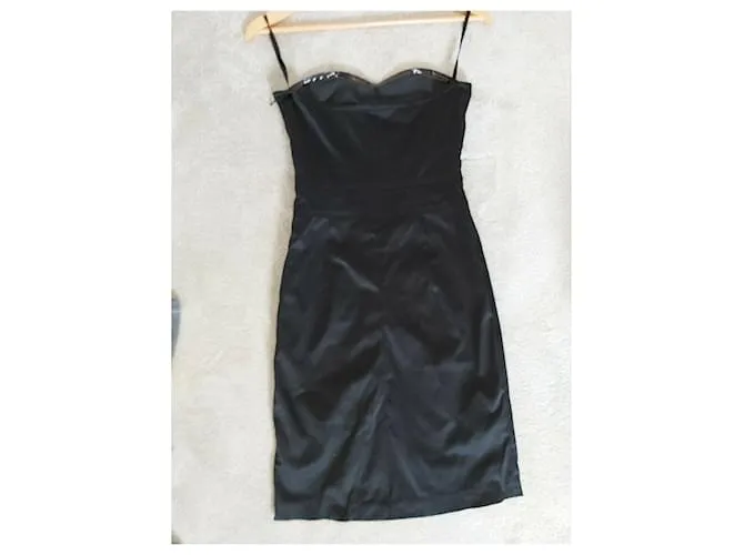 Gestuz Vestido de raso sin tirantes Negro 