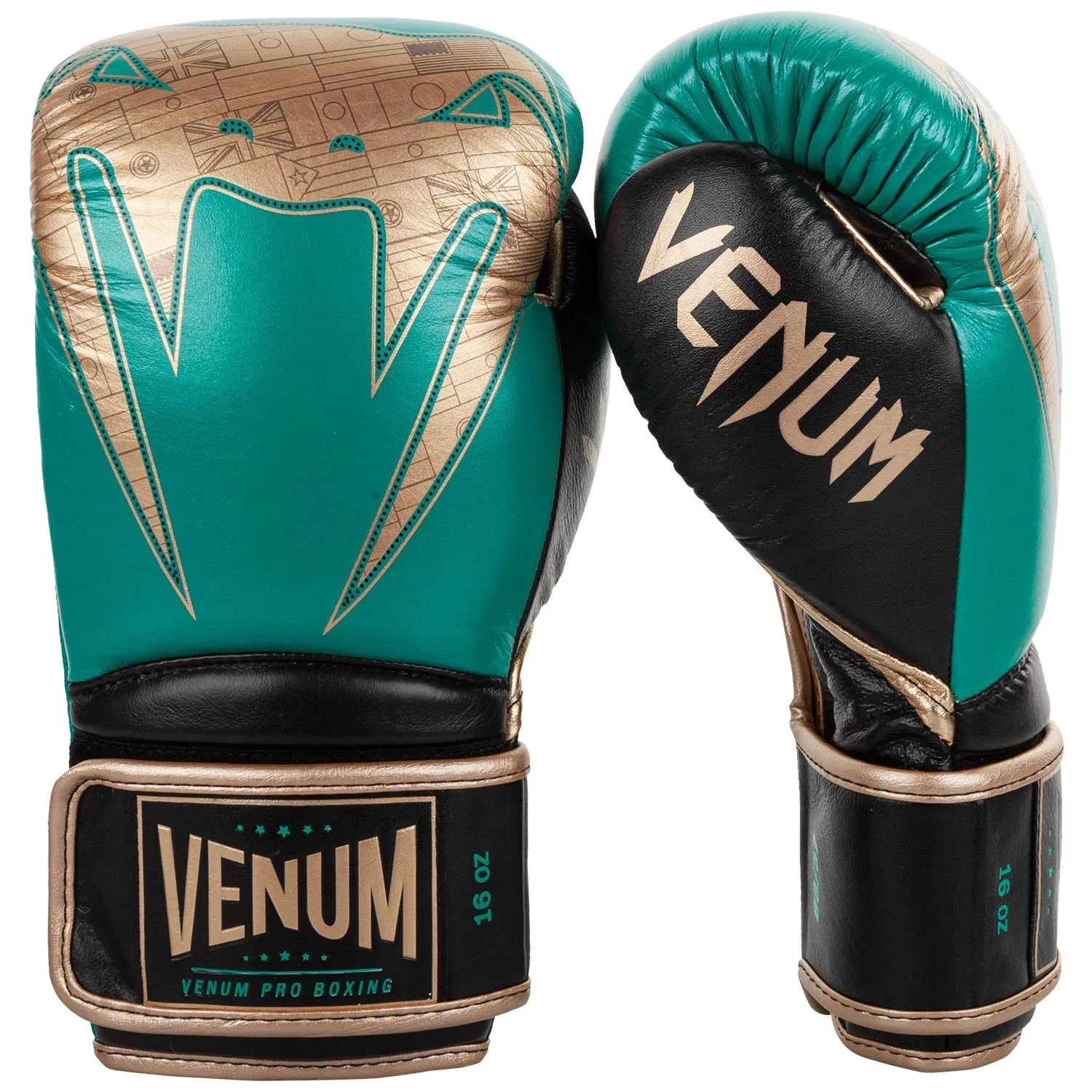 GUANTES DE BOXEO PROFESIONAL VENUM GIANT 2.0  EDICIóN LIMITADA WBC  VELCRO  VERDE METáLICO/ORO