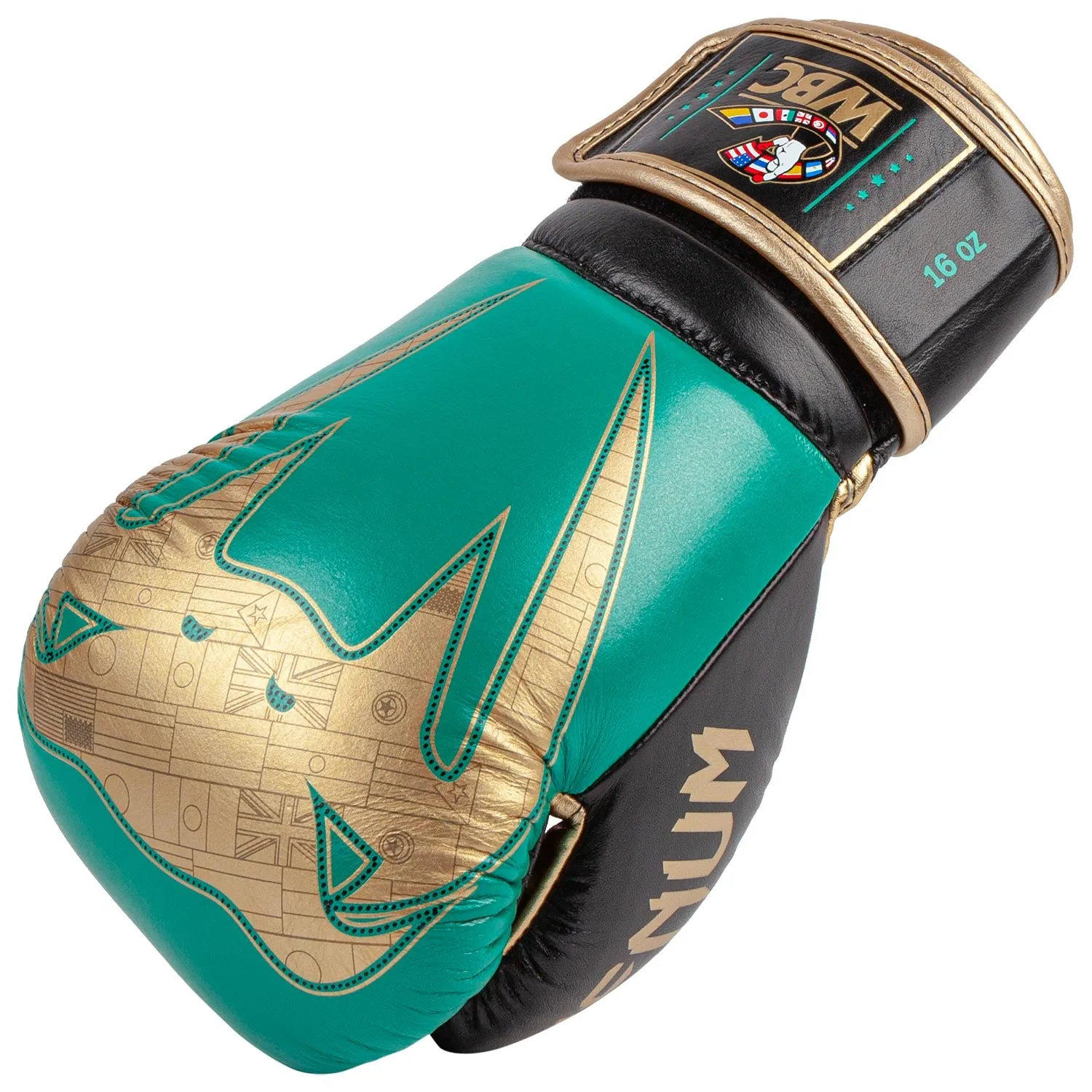 GUANTES DE BOXEO PROFESIONAL VENUM GIANT 2.0  EDICIóN LIMITADA WBC  VELCRO  VERDE METáLICO/ORO