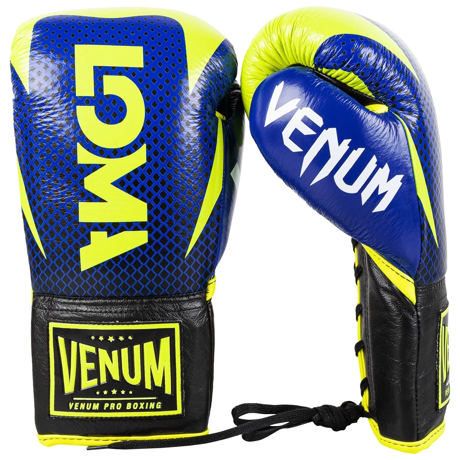 GUANTES DE BOXEO PROFESIONAL VENUM HAMMER EDICIóN LOMA  CON CORDONES  AZUL/AMARILLO