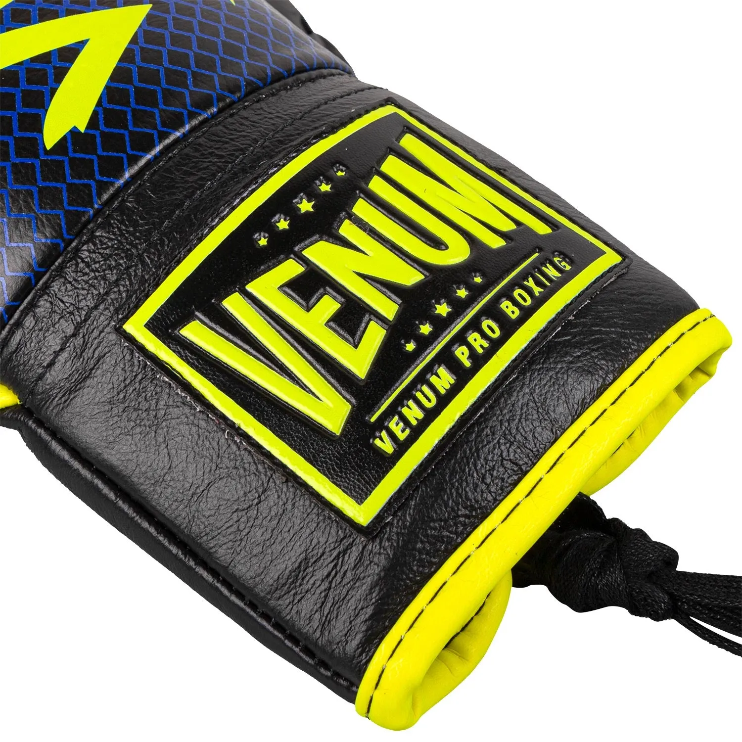 GUANTES DE BOXEO PROFESIONAL VENUM HAMMER EDICIóN LOMA  CON CORDONES  AZUL/AMARILLO