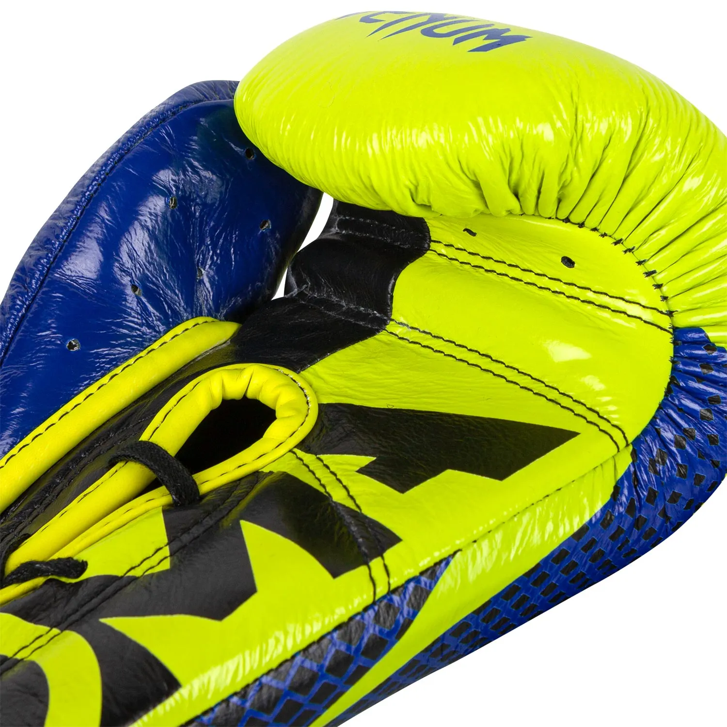 GUANTES DE BOXEO PROFESIONAL VENUM HAMMER EDICIóN LOMA  CON CORDONES  AZUL/AMARILLO