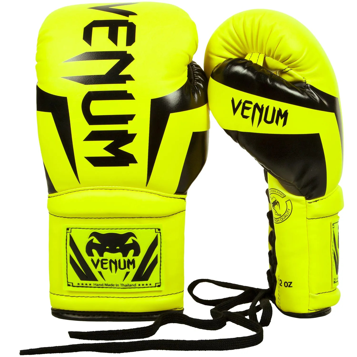 GUANTES DE BOXEO VENUM ELITE  CON CORDONES  AMARILLO FLUO