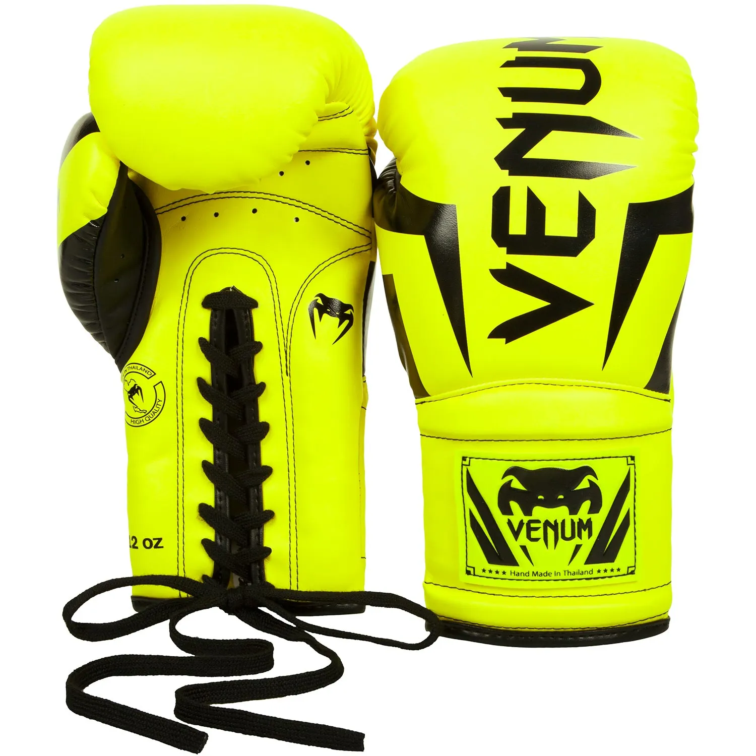 GUANTES DE BOXEO VENUM ELITE  CON CORDONES  AMARILLO FLUO