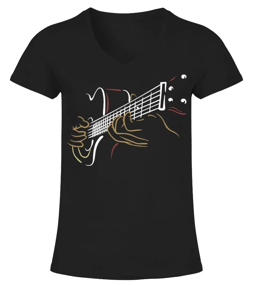 Guitar artnew Camiseta cuello pico Mujer