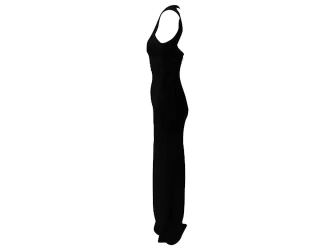 Herve Leger Icon espalda abierta vendaje vestido largo en rayón negro 