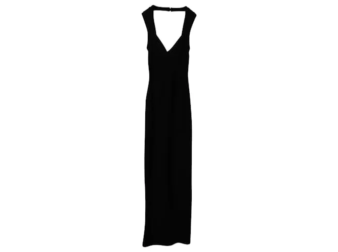 Herve Leger Icon espalda abierta vendaje vestido largo en rayón negro 