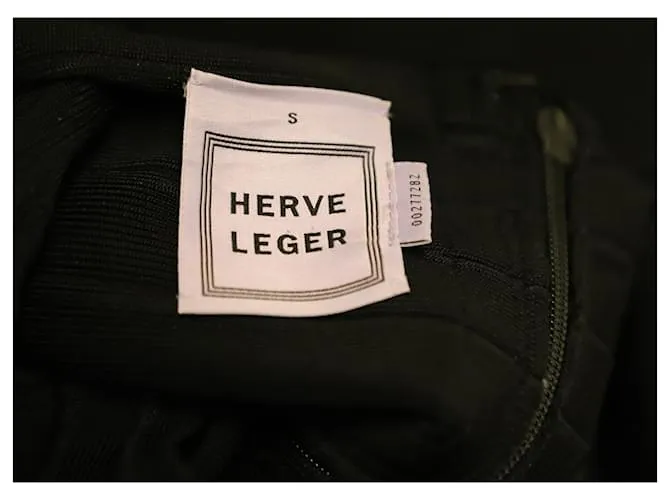 Herve Leger Icon espalda abierta vendaje vestido largo en rayón negro 
