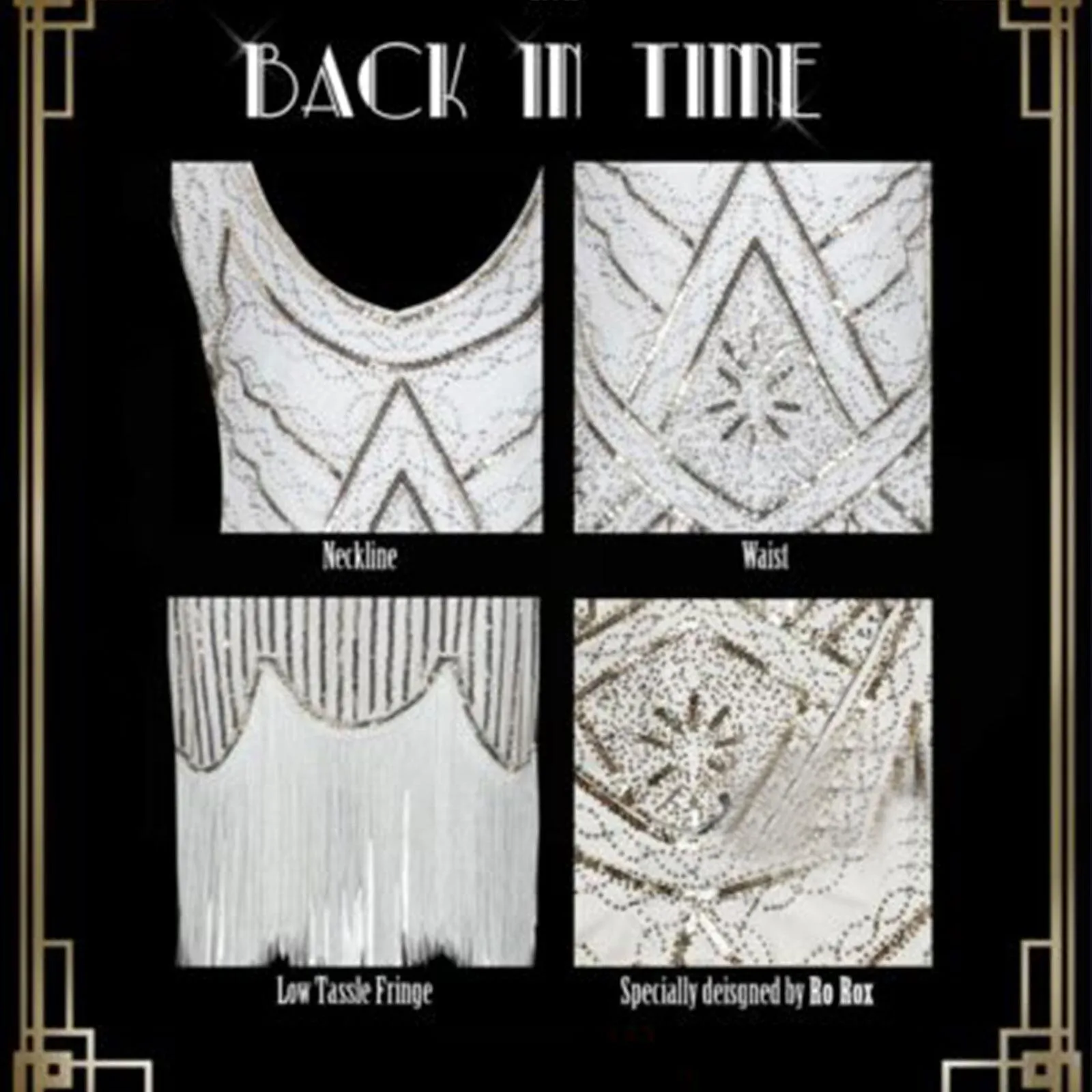 Hot Sale Mujeres Retro 1920s Estilo Vestido de lentejuelas, cuello en V, flecos para el vestido de fantasía de la fiesta temátic