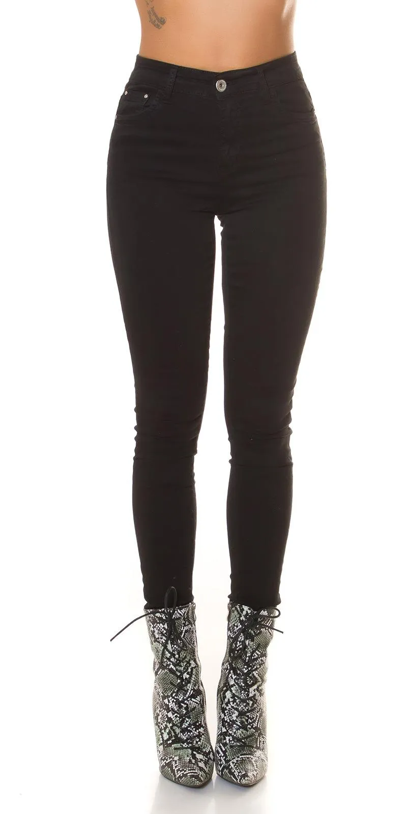 Jeans básicos de cintura alta negro
