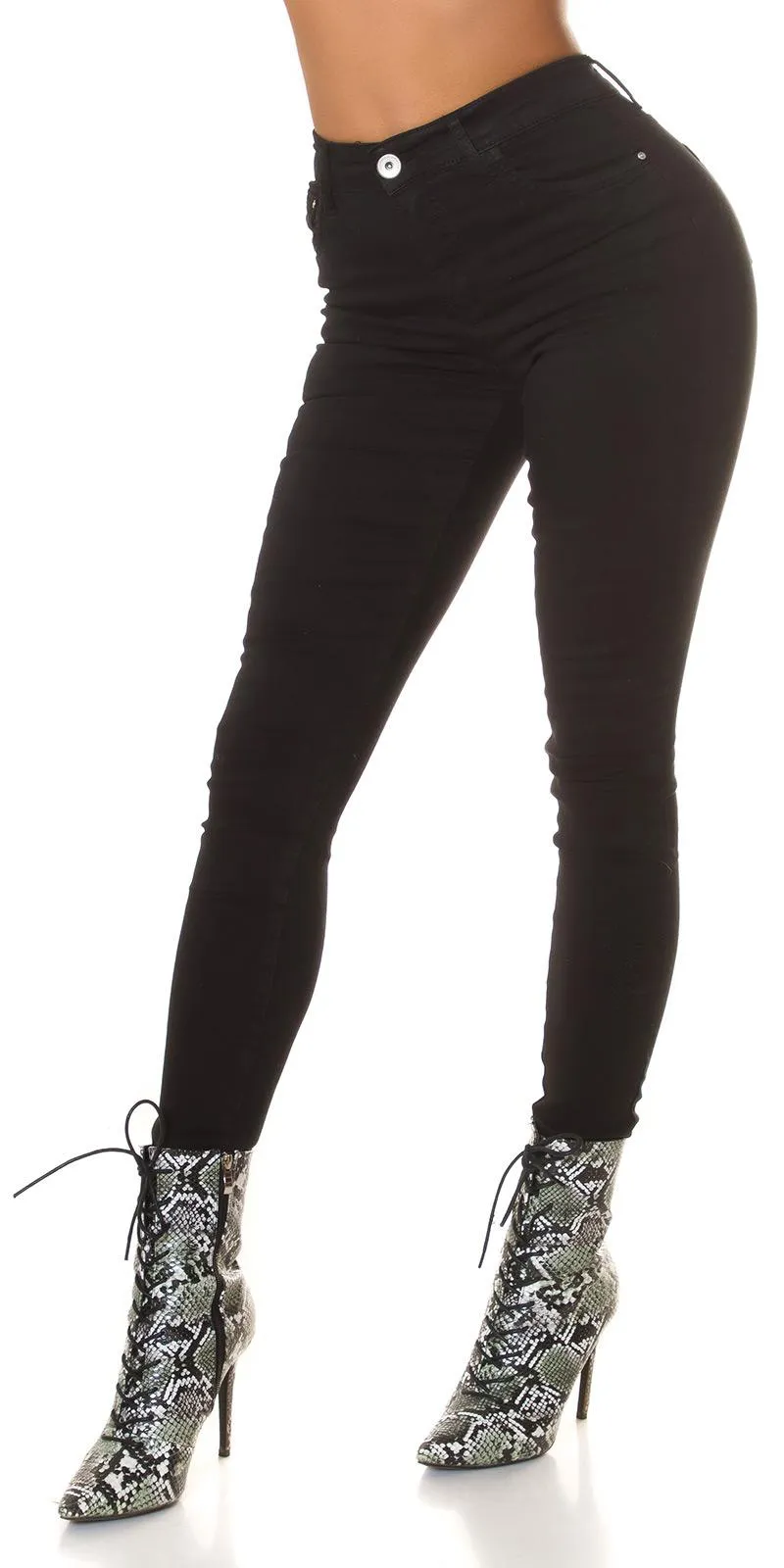 Jeans básicos de cintura alta negro
