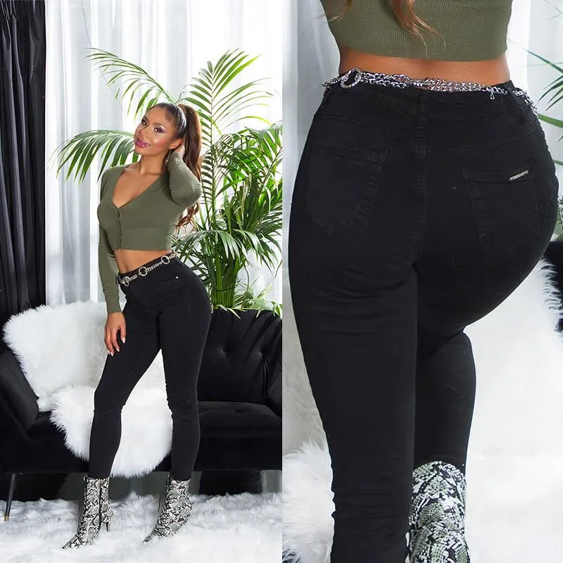 Jeans básicos de cintura alta negro