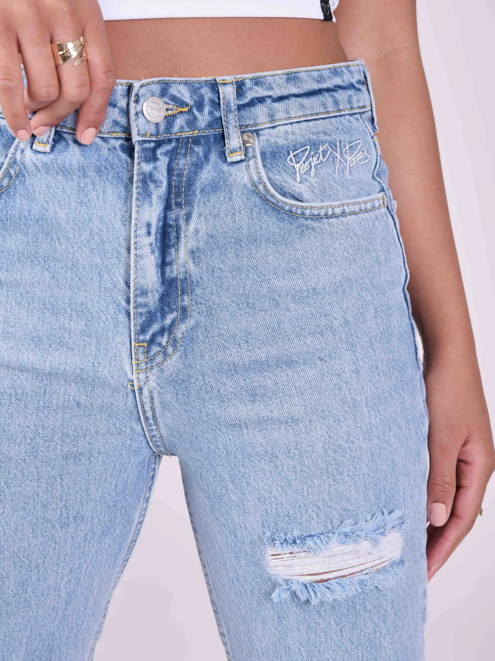 Jeans de cintura alta rasgados