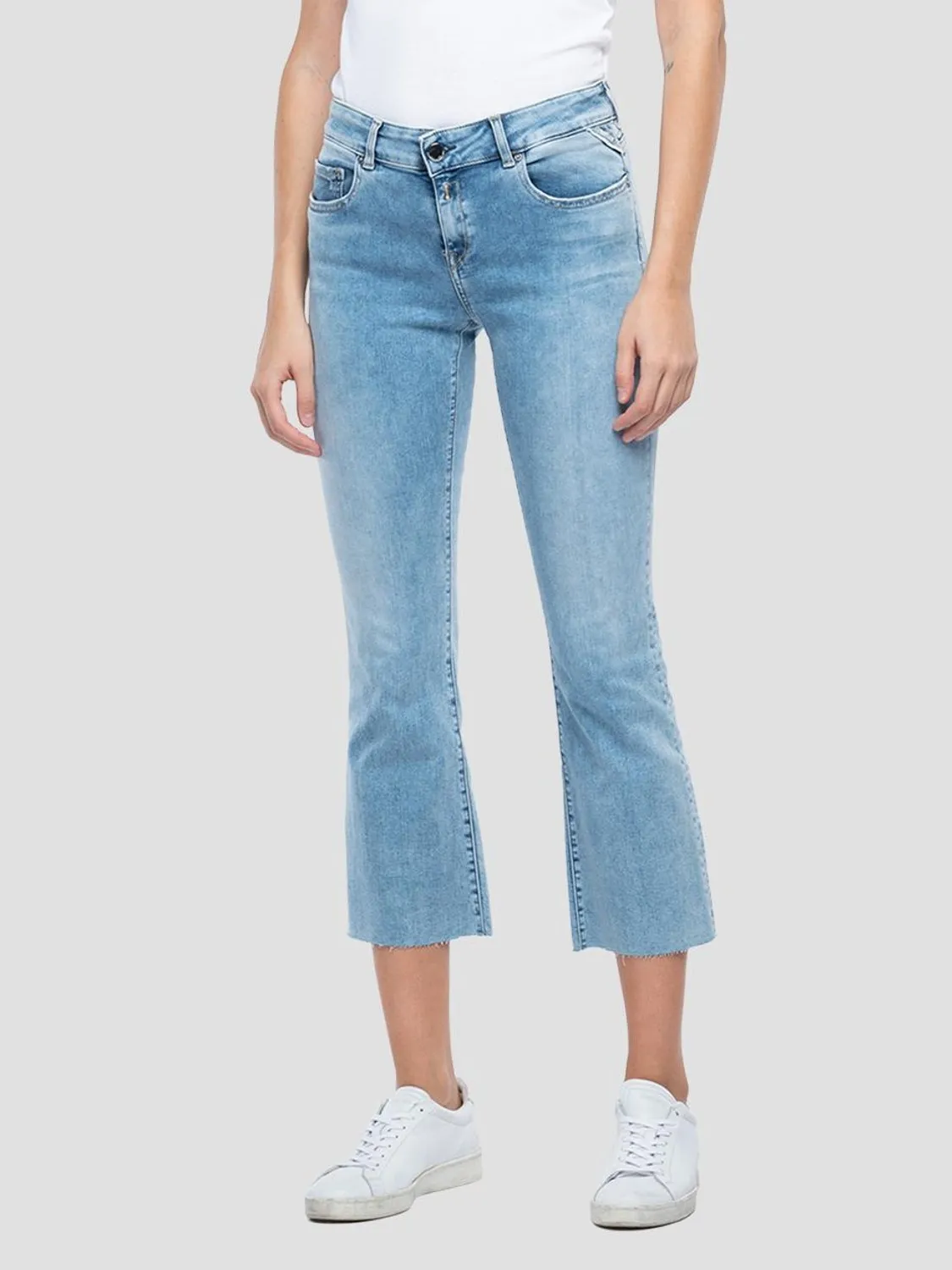 JEANS MID RISE FLARE CROP REPLAY