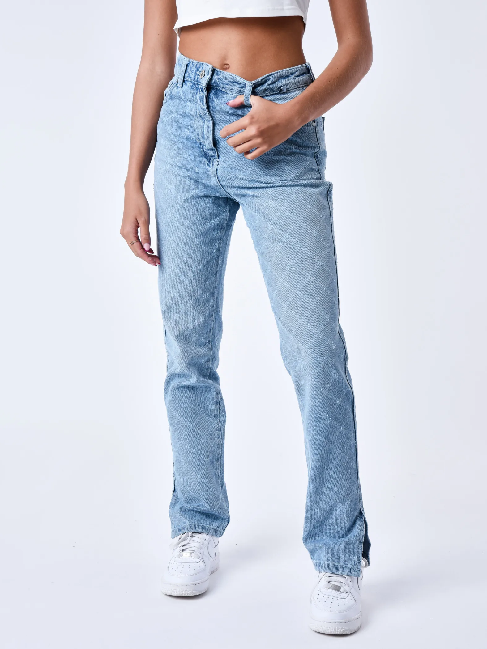 Jeans normales con cuadrícula