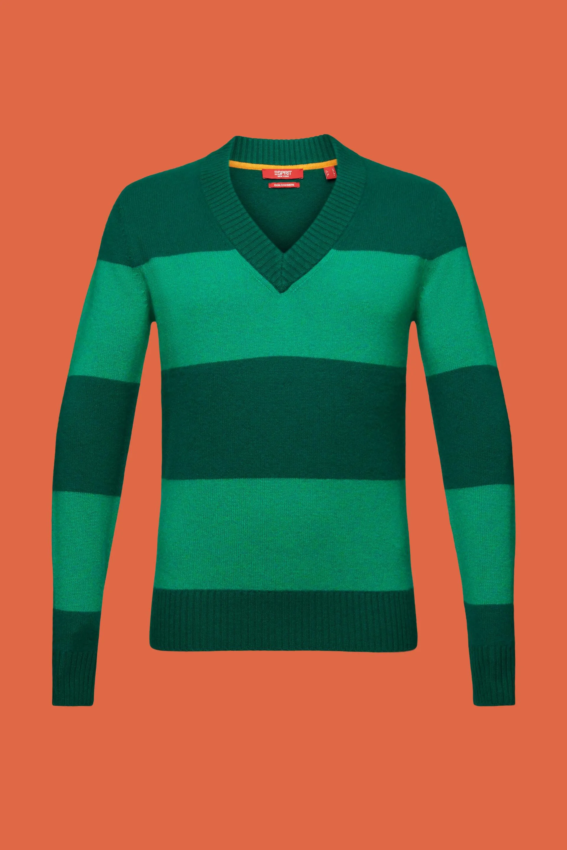 Jersey de cachemir a rayas con cuello en pico estilo rugby