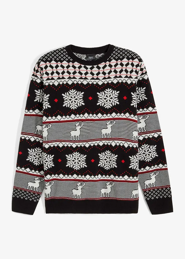 Jersey de estilo noruego Negro con patrón nórdico