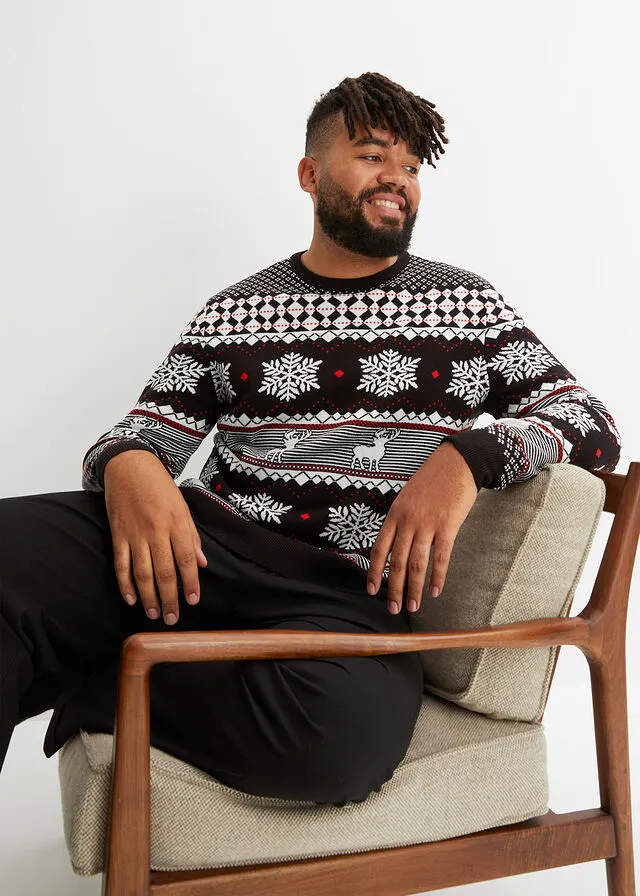 Jersey de estilo noruego Negro con patrón nórdico