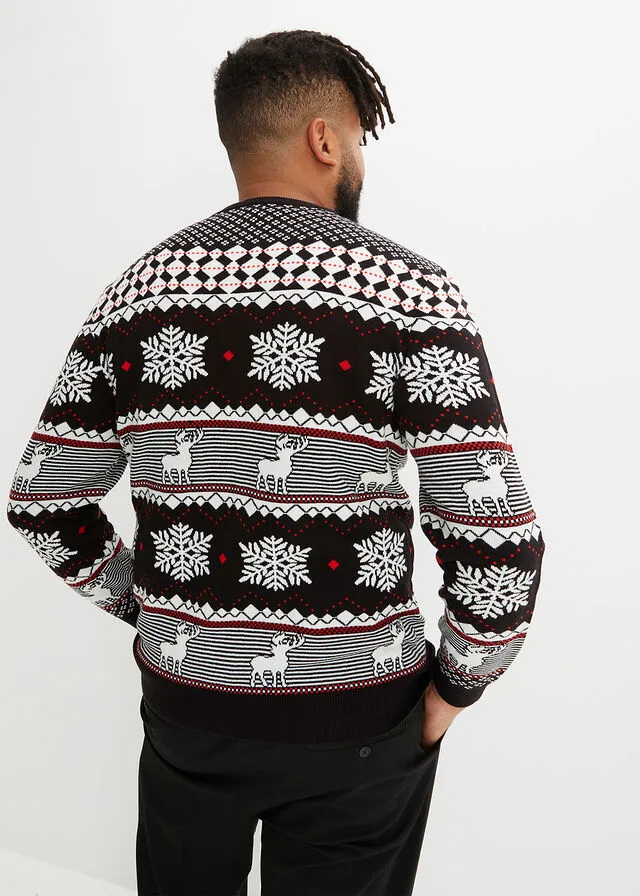 Jersey de estilo noruego Negro con patrón nórdico
