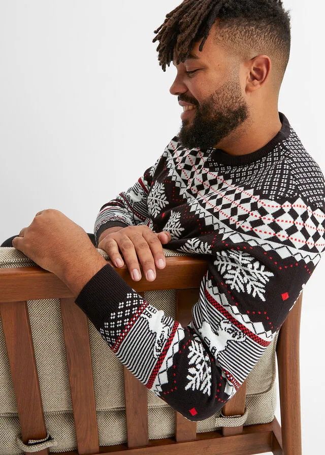 Jersey de estilo noruego Negro con patrón nórdico