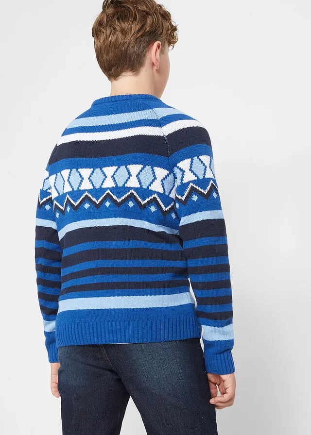 JERSEY DE ESTILO NORUEGO PARA NIñO AZUL MARINOAZUL MATEBLANCO LANAíNDIGO CON PATRóN NóRDICO
