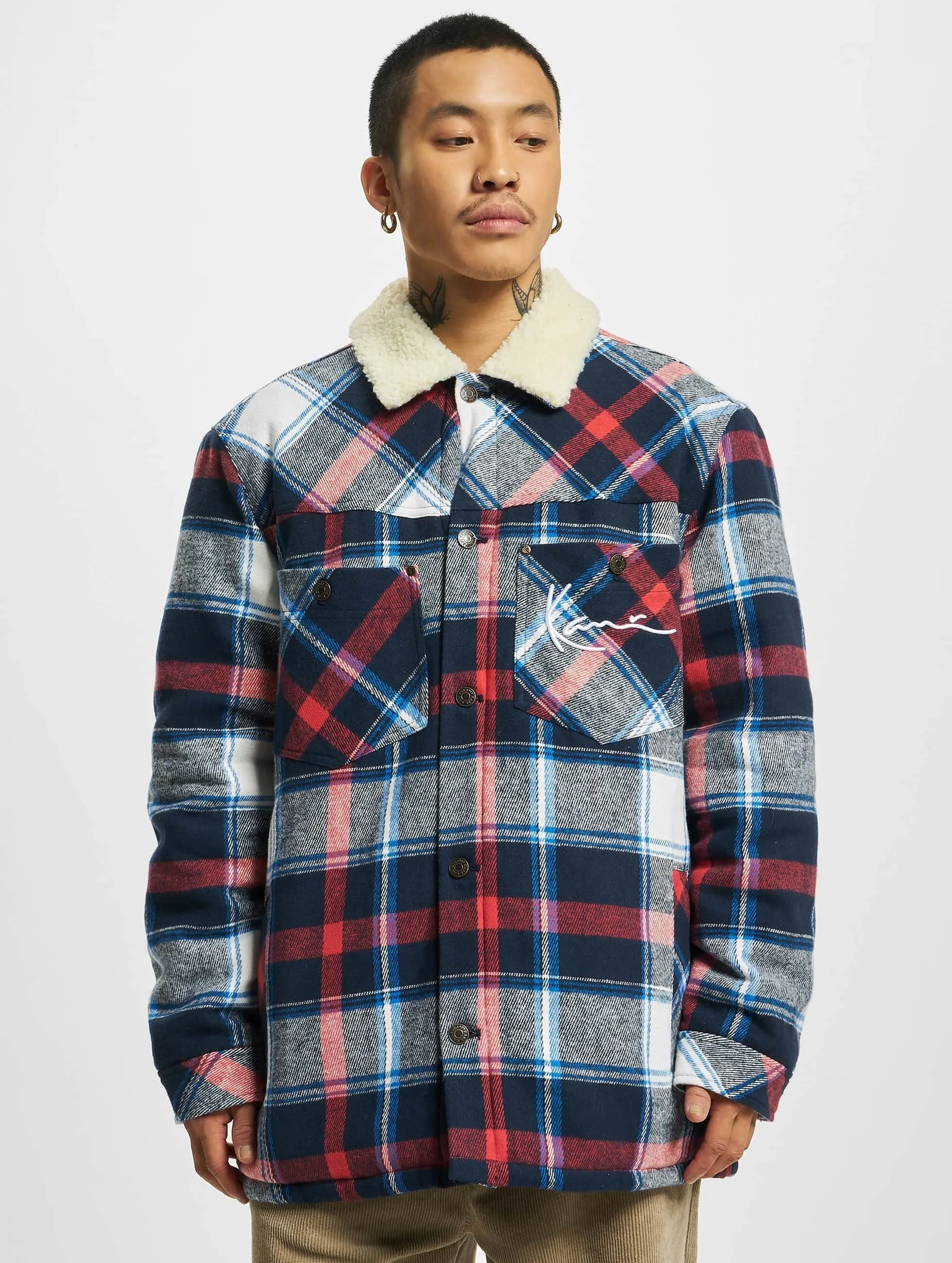 karl kani chaqueta woven retro heavy flannel shirt jacket
