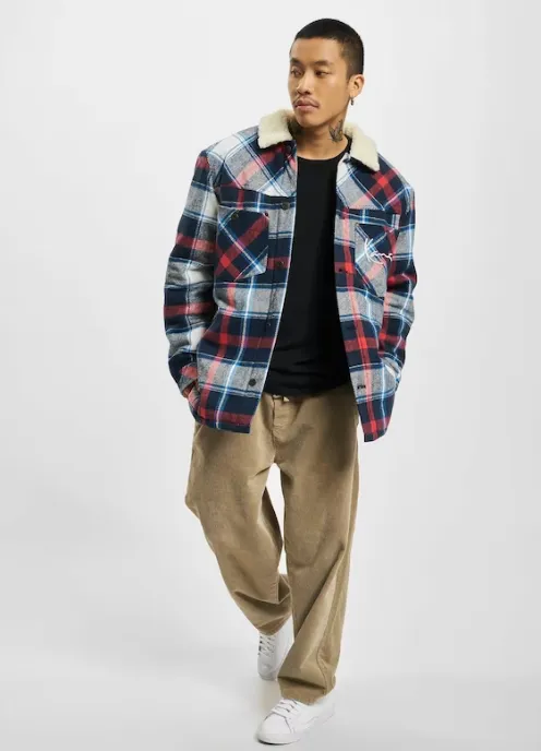karl kani chaqueta woven retro heavy flannel shirt jacket