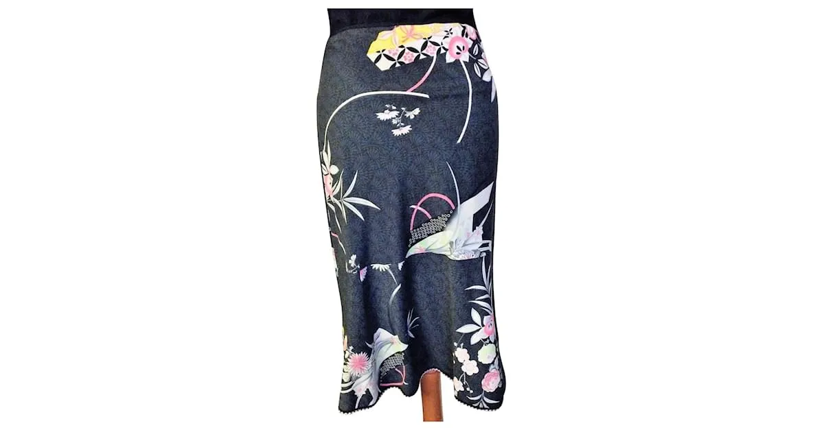 KENZO FALDA ASIMÉTRICA FLORAL FALDA T 38/40 Multicolor 