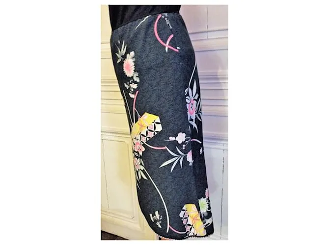 KENZO FALDA ASIMÉTRICA FLORAL FALDA T 38/40 Multicolor 