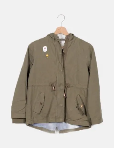 Lefties Parka verde detalle print