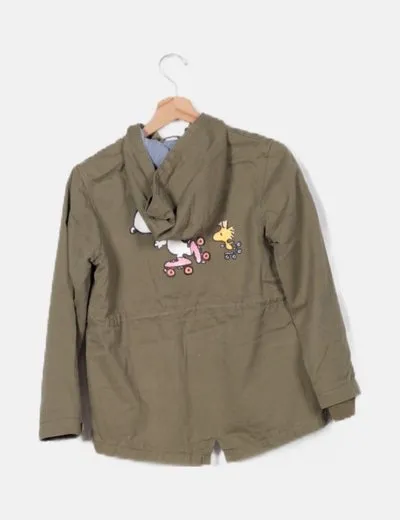 Lefties Parka verde detalle print