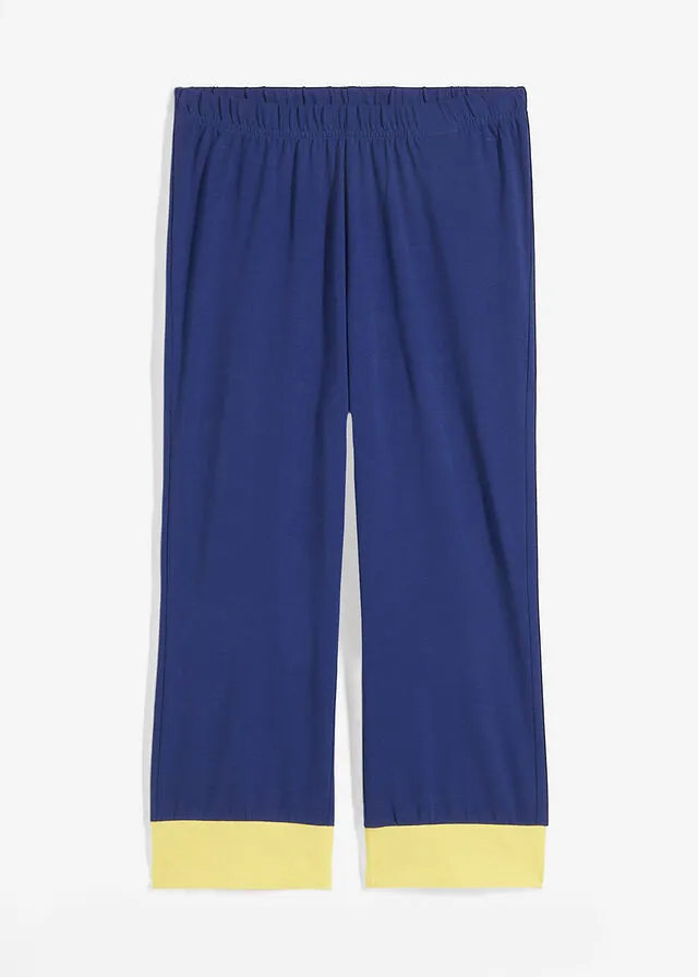 Leggings deportivos capri azul oxford/amarillo suave