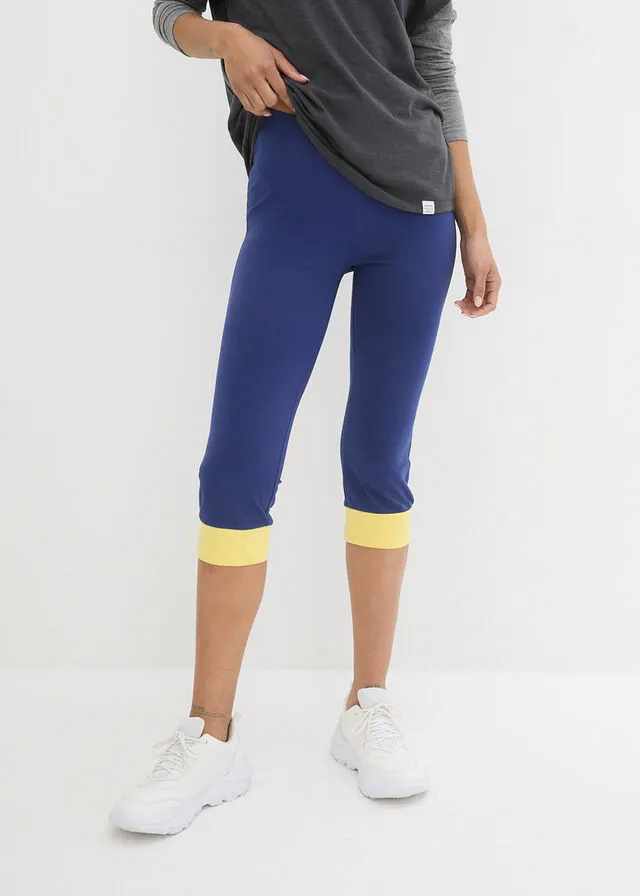 Leggings deportivos capri azul oxford/amarillo suave