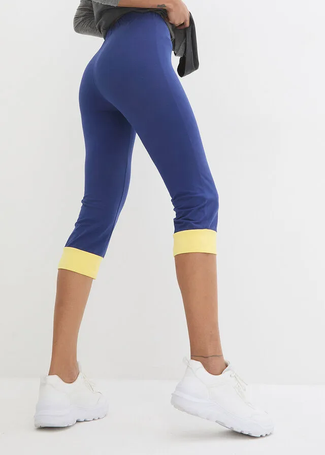 Leggings deportivos capri azul oxford/amarillo suave