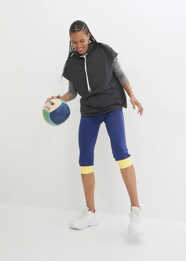 Leggings deportivos capri azul oxford/amarillo suave