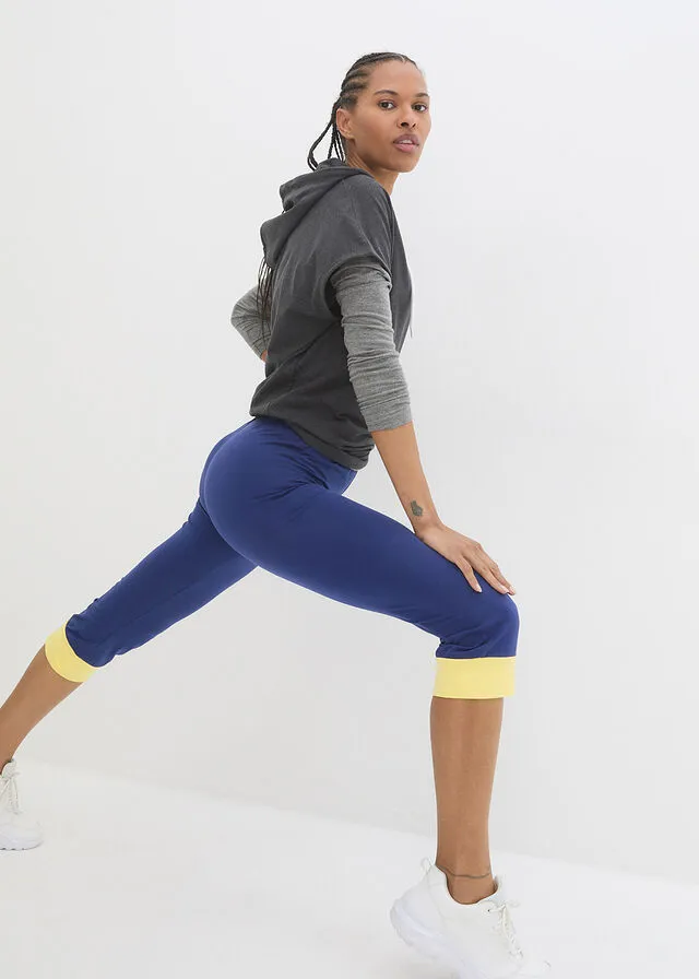 Leggings deportivos capri azul oxford/amarillo suave