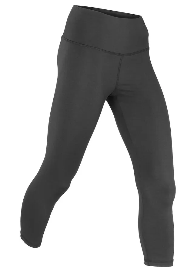 Leggings deportivos moldeadores con bolsillos, largo 3/4 Negro