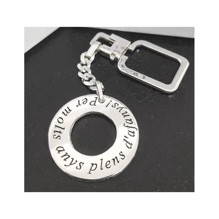 Llavero  personalizado Donut ancho plata de ley