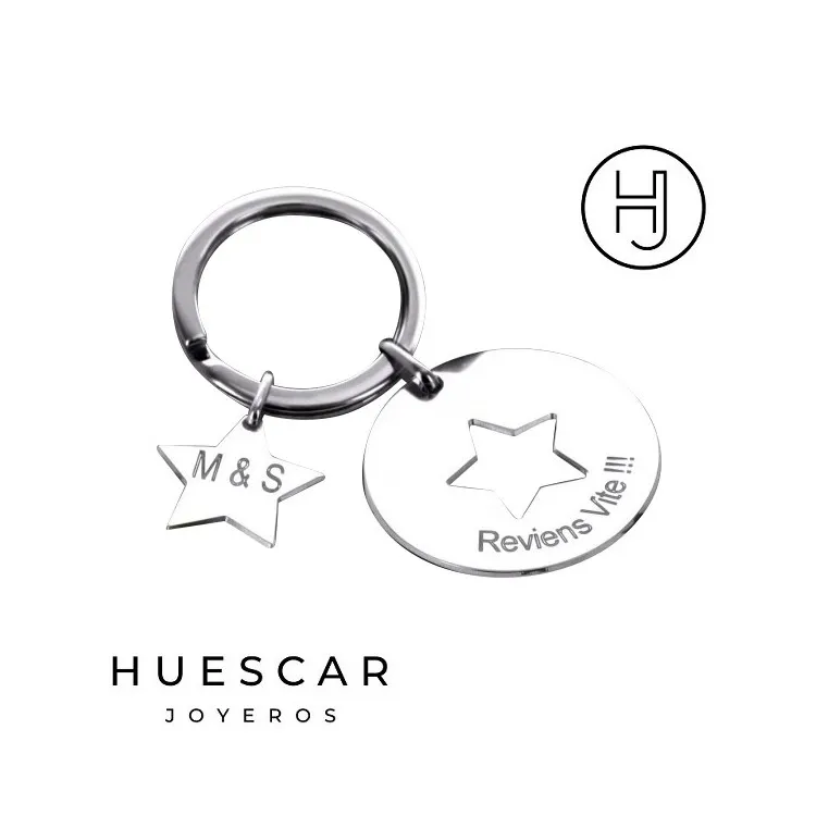Llavero personalizado estrella en plata de ley