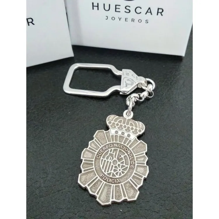 Llaveros escudo Policia Nacional plata de ley
