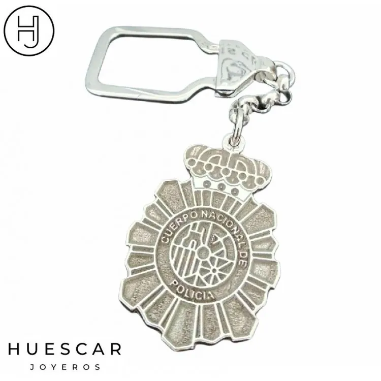 Llaveros escudo Policia Nacional plata de ley