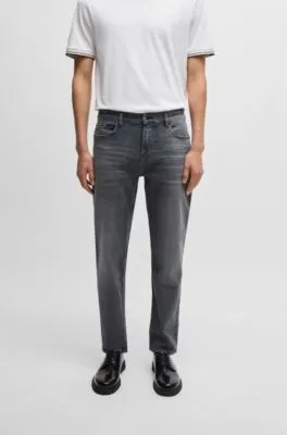Maine Vaqueros regular fit grises en denim elástico