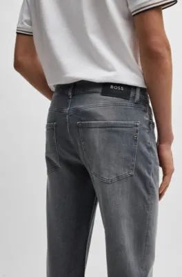 Maine Vaqueros regular fit grises en denim elástico