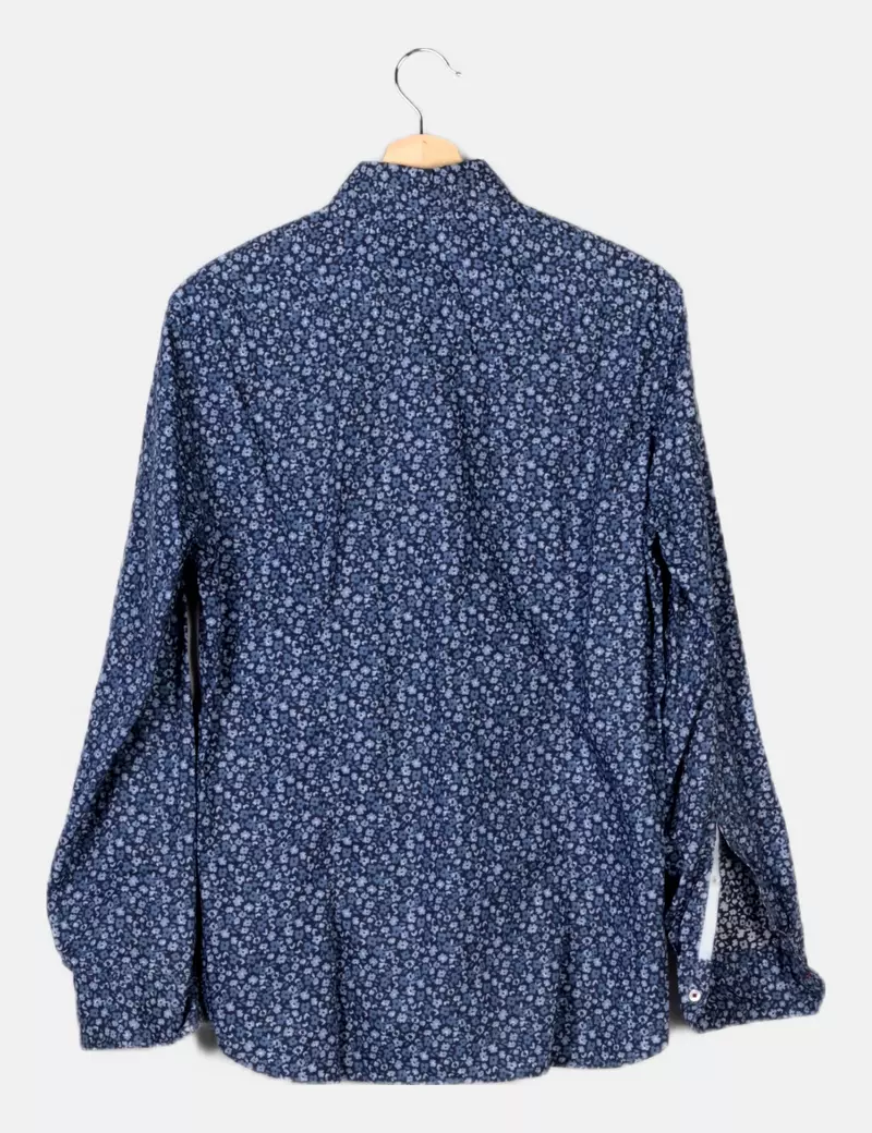 Mango Camisa azul marina estampado floral