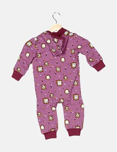 Maxomorra Pijama morado estampado con capucha