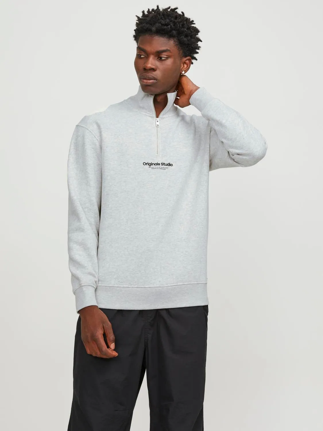 Media cremallera Con texto | Gris intermedio | Jack & Jones®