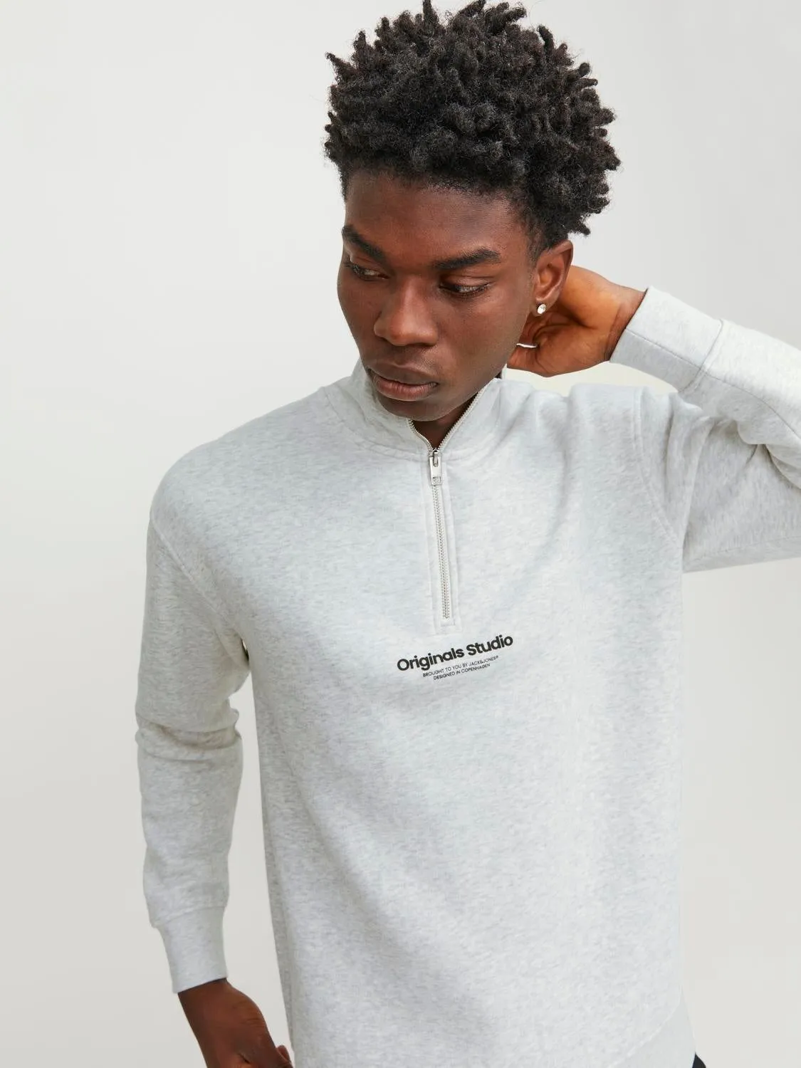 Media cremallera Con texto | Gris intermedio | Jack & Jones®