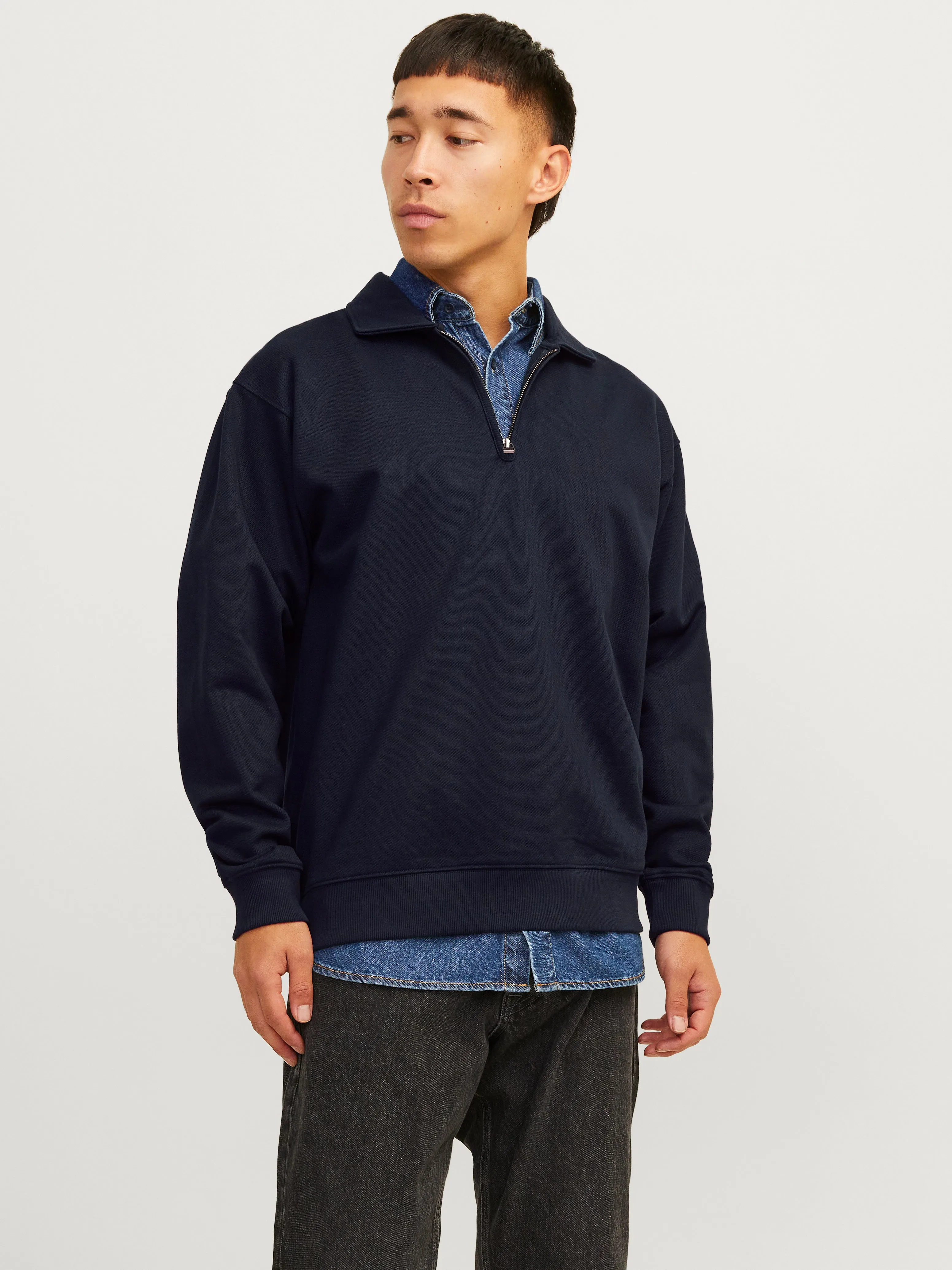 Media cremallera Liso | Azul oscuro | Jack & Jones®